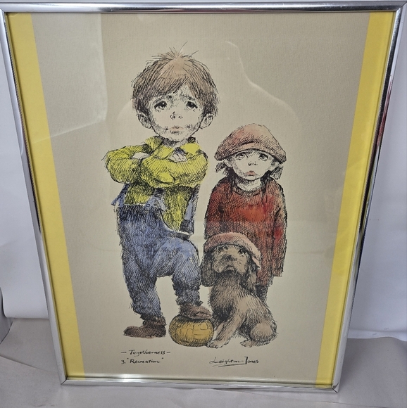 Barry Leighton Jones lithograph Out To Play Children-Dog Togetherness Recreation - Picture 1 of 15